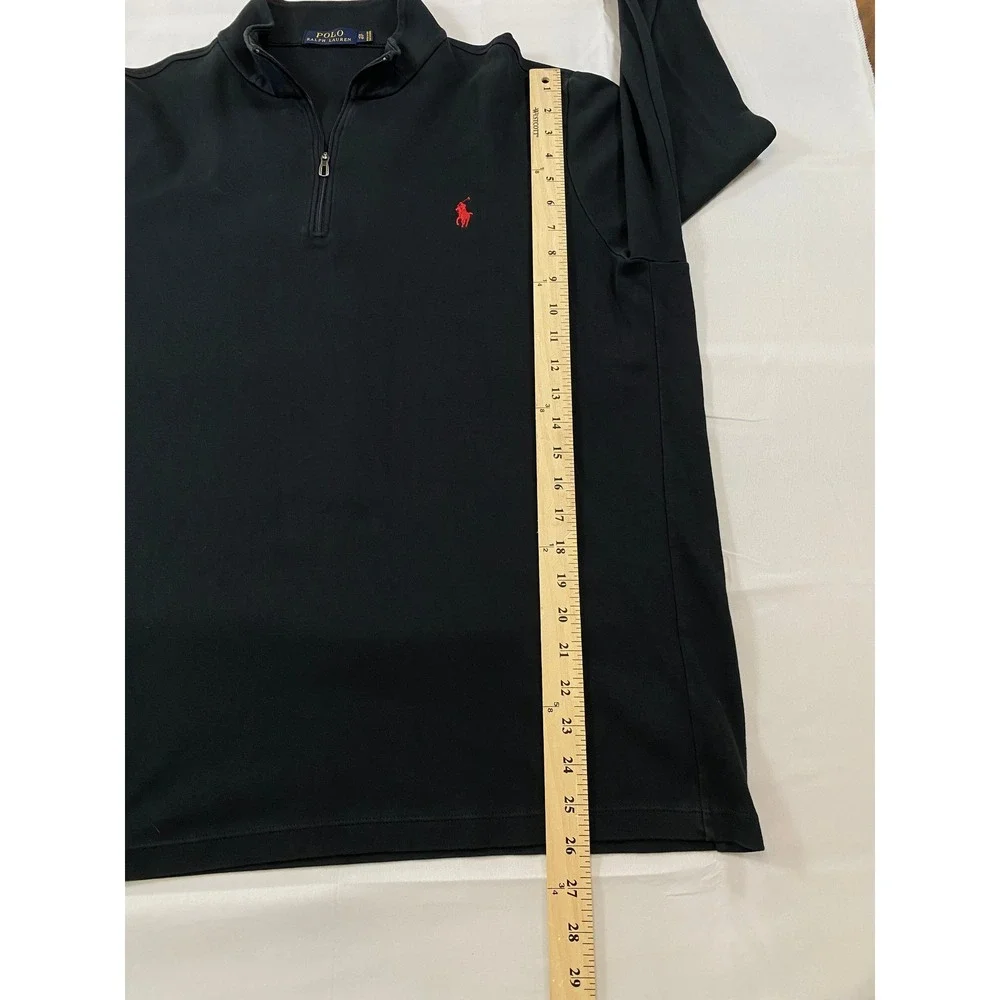 Polo Ralph Lauren Mens XL Black Quarter Zip Pullover Red‎ Pony Cotton Sweater